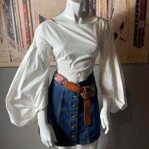 Puff Sleeve Tie-Back Blouse
